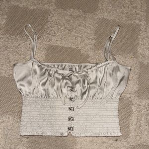 Aritzia Little Moon Satin Milkmaid Crop Top